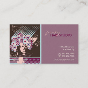 Funky Bloom Hair Floral Mod Circles Retro Abstract Business Card