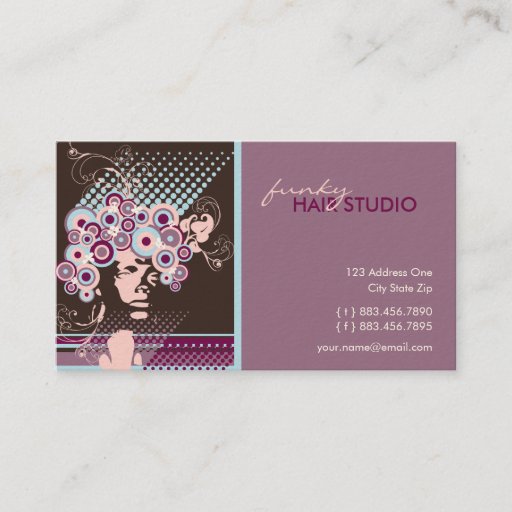 Customizable Funky Bloom Hair Floral Mod Circles Retro Abstract Business Card Template