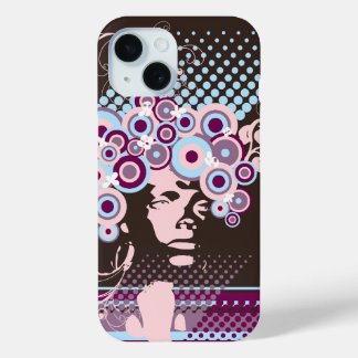Funky Bloom Hair Floral Mod Circles Retro Abstract iPhone 15 Case