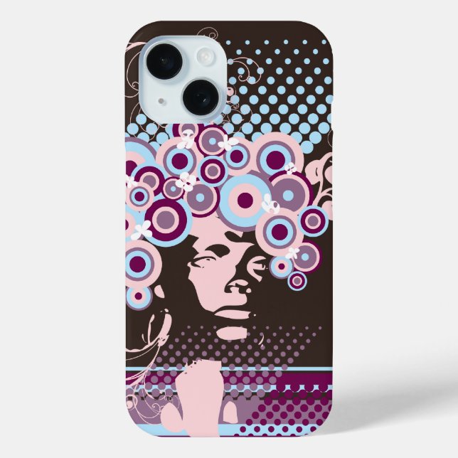 Funky Bloom Hair Floral Mod Circles Retro Abstract Case-Mate iPhone Case (Back)