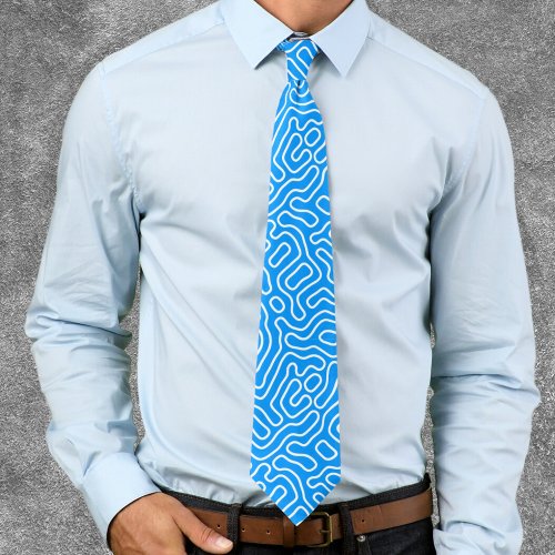 Funky Blue And White Pattern   Neck Tie