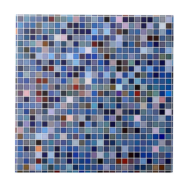 Funky Blue 'Bathroom Tiles' Pattern Ceramic Tile (Front)