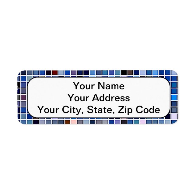 Funky Blue 'Bathroom Tiles' Pattern Label (Front)