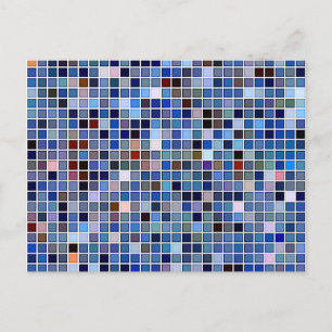 Funky Blue 'Bathroom Tiles' Pattern Postcard