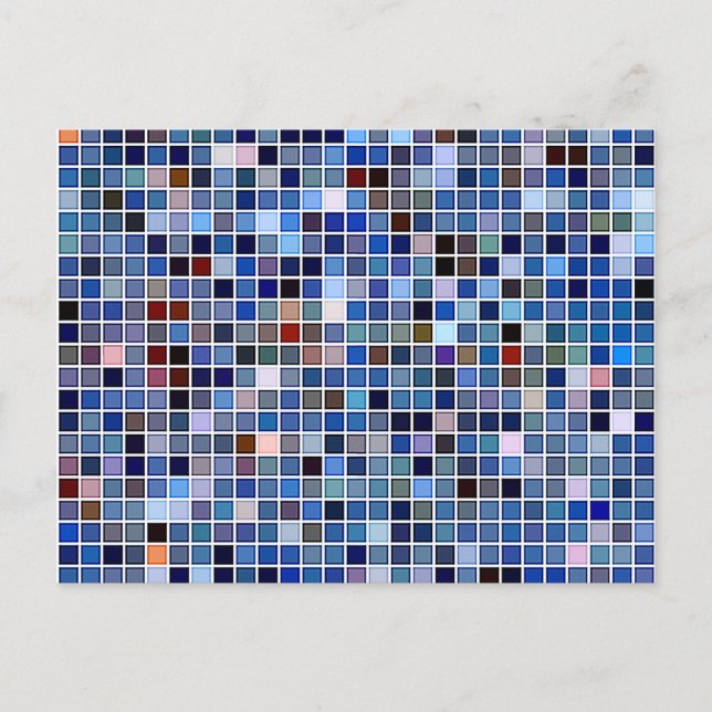 Funky Blue 'Bathroom Tiles' Pattern Postcard (Front)