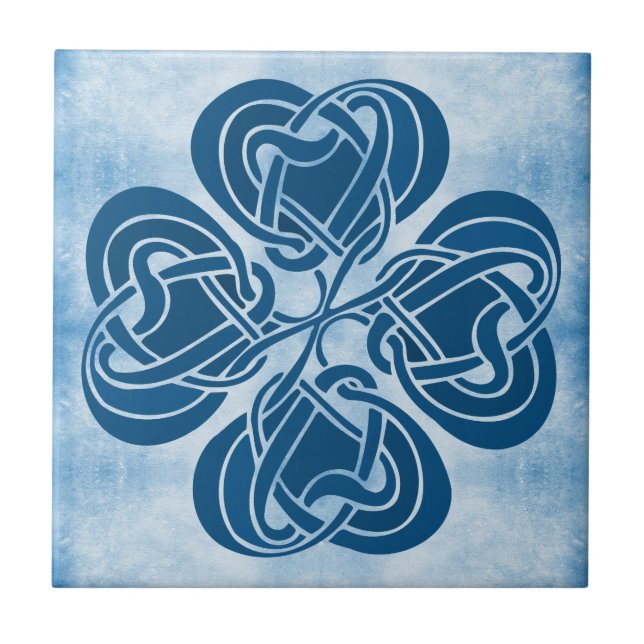 Funky Blue Celtic Knot Ceramic Tile (Front)