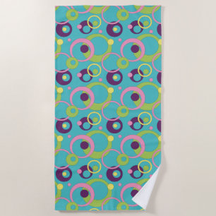Funky Blue Circles Beach Towel
