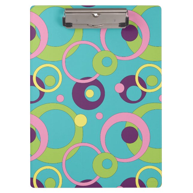Funky Blue Circles Clipboard (Front)