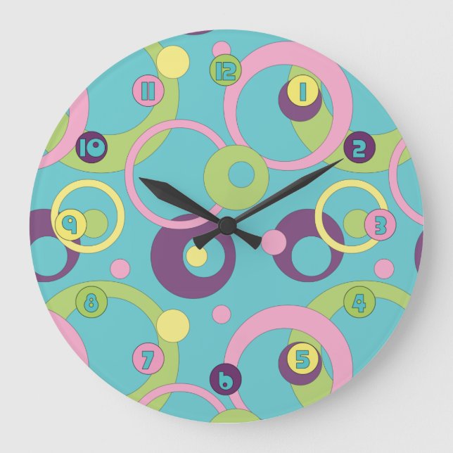 Funky Blue Circles Clock (Front)