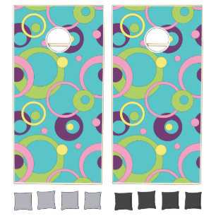 Funky Blue Circles Cornhole Set