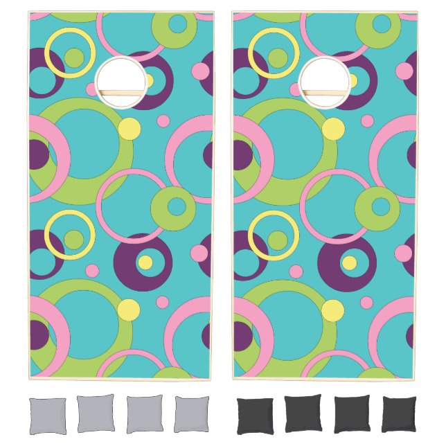 Funky Blue Circles Cornhole Set (Set)