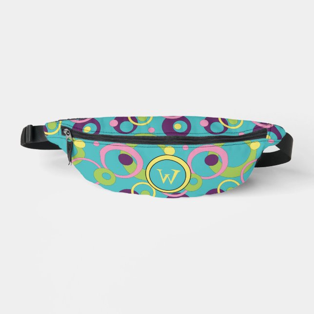 Funky Blue Circles Fanny Pack (Front)