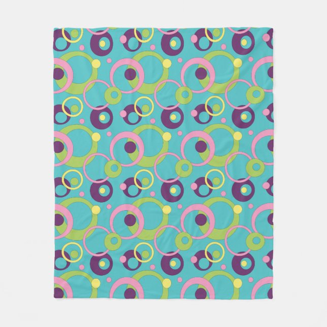Funky Blue Circles Fleece Blanket (Front)