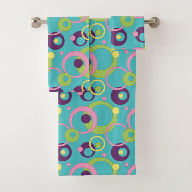 Funky Blue Circles Towel Set (Insitu)