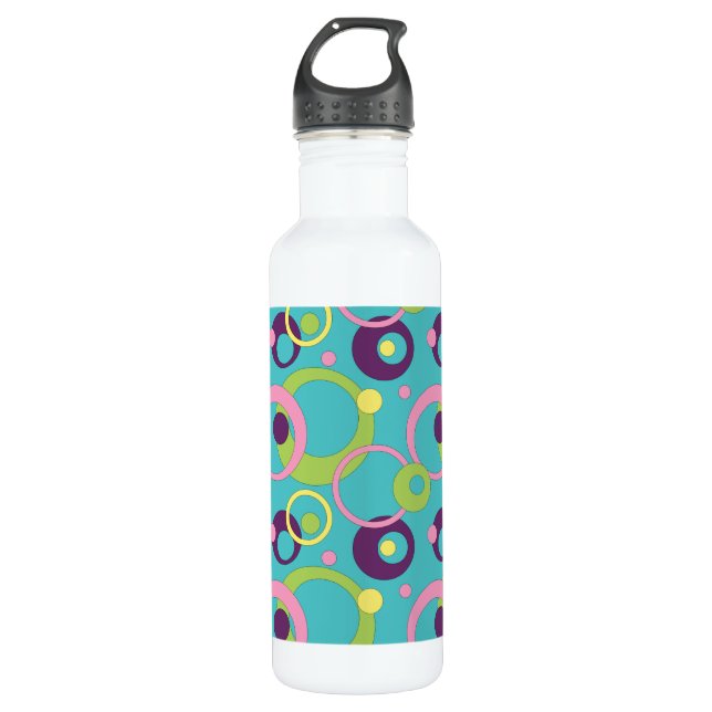 Funky Blue Circles Water Bottle (Front)