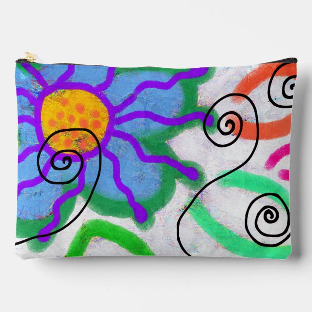 Funky Blue Flower Abstract Art Cosmetics Bag (Front)