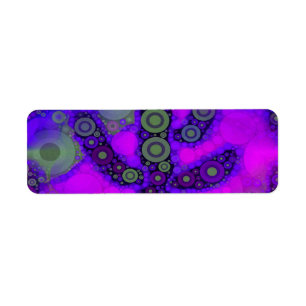 Funky Blue Purple Saguaro Cactus Mosaic Label