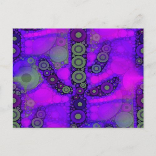 Funky Blue Purple Saguaro Cactus Mosaic Postcard