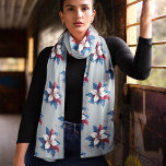 Funky Blue Red White Poinsettia Chiffon Scarf<br><div class="desc">A collection of beautiful scarves with Funky Poinsettias in various colors with a matching background.  Very elegant as a gift or for yourself.</div>