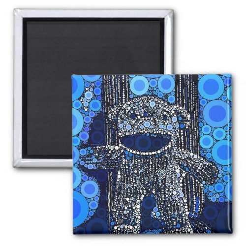 Funky Blue Sock Monkey Circles Bubbles Pop Art Magnet