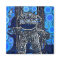 Funky Blue Sock Monkey Circles Bubbles Pop Art