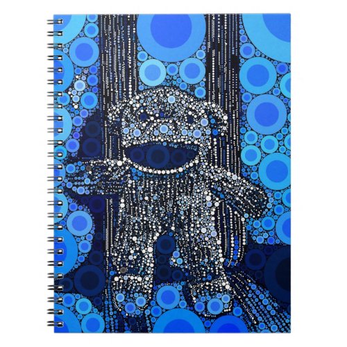 Funky Blue Sock Monkey Circles Bubbles Pop Art Notebook