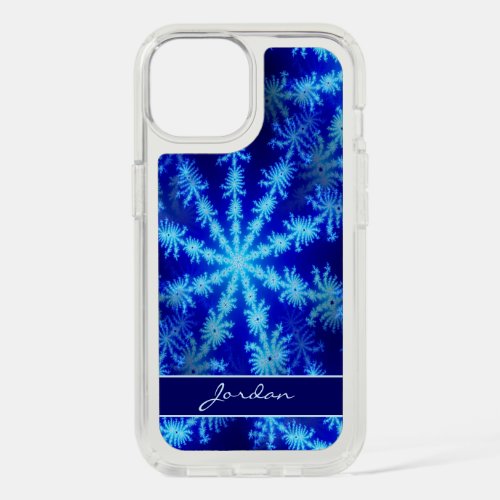 Funky Blue Starburst Fractal Psychedelic Name iPhone 15 Case