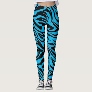 Funky Blue Zebra Print Leggings