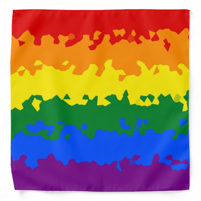 Funky Boho Abstract Gay Rainbow Mosaic Pride Flag Bandana (Front)