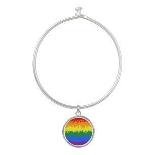 Funky Boho Abstract Gay Rainbow Mosaic Pride Flag Bangle Bracelet