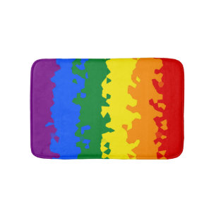 Funky Boho Abstract Gay Rainbow Mosaic Pride Flag Bath Mat