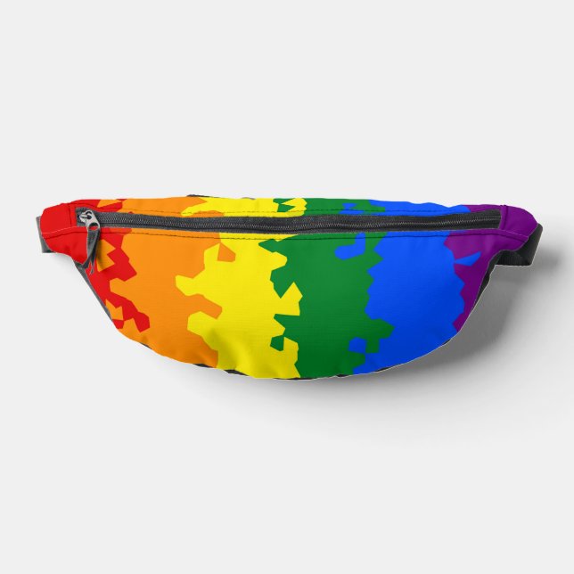 Funky Boho Abstract Gay Rainbow Mosaic Pride Flag Fanny Pack (Lay Down)