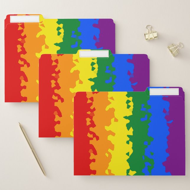Funky Boho Abstract Gay Rainbow Mosaic Pride Flag File Folder (Set)
