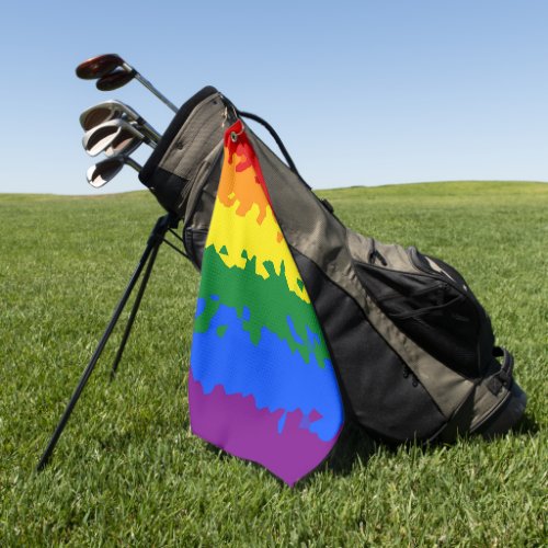 Funky Boho Abstract Gay Rainbow Mosaic Pride Flag Golf Towel