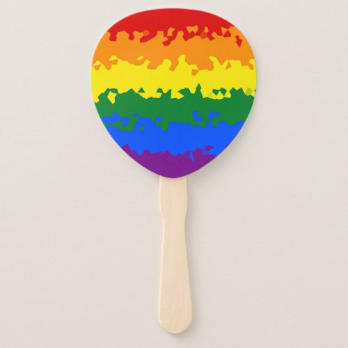Funky Boho Abstract Gay Rainbow Mosaic Pride Flag Hand Fan
