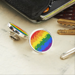 Funky Boho Abstract Gay Rainbow Mosaic Pride Flag Lapel Pin