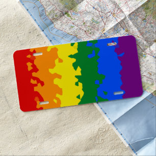 Funky Boho Abstract Gay Rainbow Mosaic Pride Flag License Plate