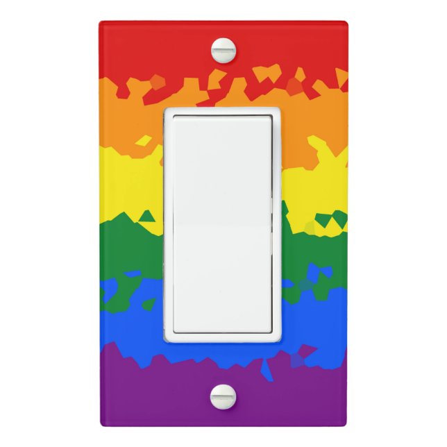 Funky Boho Abstract Gay Rainbow Mosaic Pride Flag Light Switch Cover (In Situ)