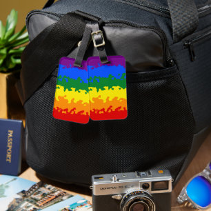 Funky Boho Abstract Gay Rainbow Mosaic Pride Flag Luggage Tag