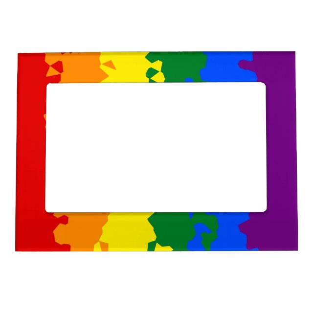 Funky Boho Abstract Gay Rainbow Mosaic Pride Flag Magnetic Frame (Front)