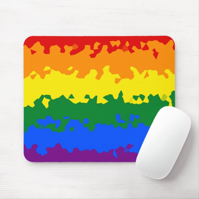 Funky Boho Abstract Gay Rainbow Mosaic Pride Flag Mouse Pad (With Mouse)
