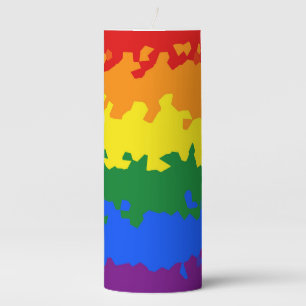 Funky Boho Abstract Gay Rainbow Mosaic Pride Flag Pillar Candle