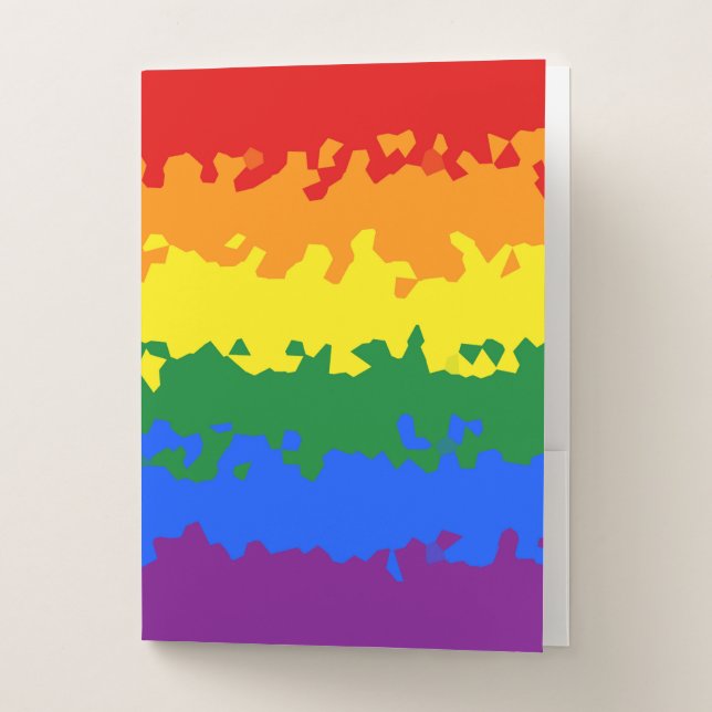 Funky Boho Abstract Gay Rainbow Mosaic Pride Flag Pocket Folder (Front)