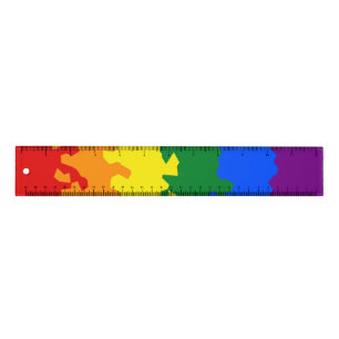 Funky Boho Abstract Gay Rainbow Mosaic Pride Flag Ruler
