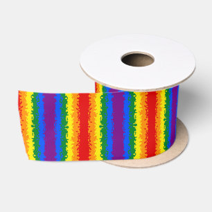 Funky Boho Abstract Gay Rainbow Mosaic Pride Flag Satin Ribbon
