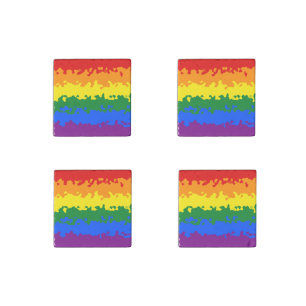 Funky Boho Abstract Gay Rainbow Mosaic Pride Flag Stone Magnet