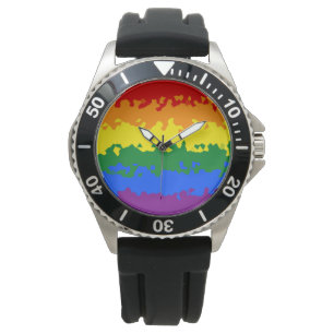 Funky Boho Abstract Gay Rainbow Mosaic Pride Flag Watch