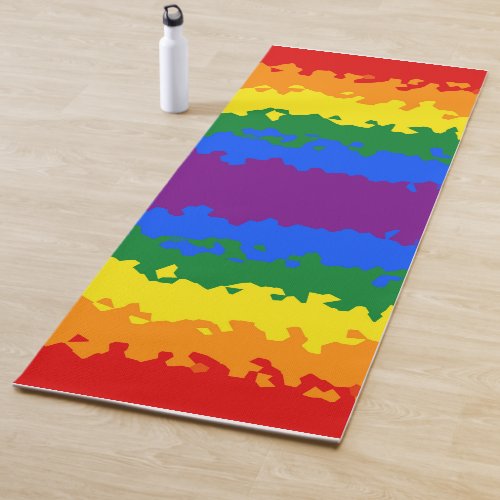 Funky Boho Abstract Gay Rainbow Mosaic Pride Flag Yoga Mat