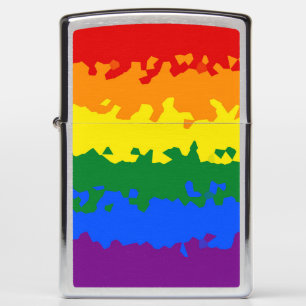 Funky Boho Abstract Gay Rainbow Mosaic Pride Flag Zippo Lighter
