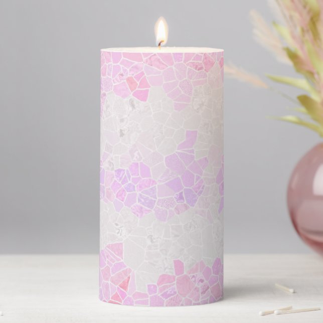Funky Boho Abstract Mosaic Pomosexual Pride Flag Pillar Candle (In Situ)